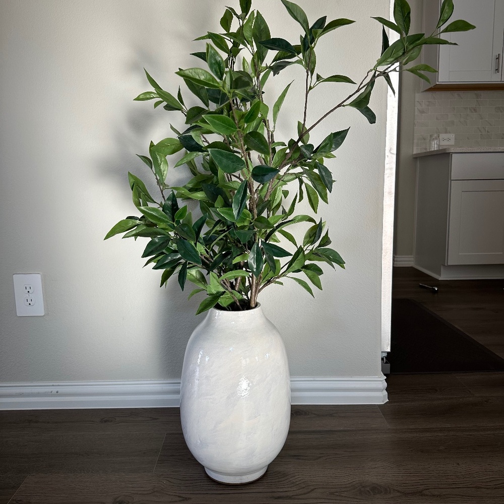 Pottery Barn Tall Quin Vase with four faux stems